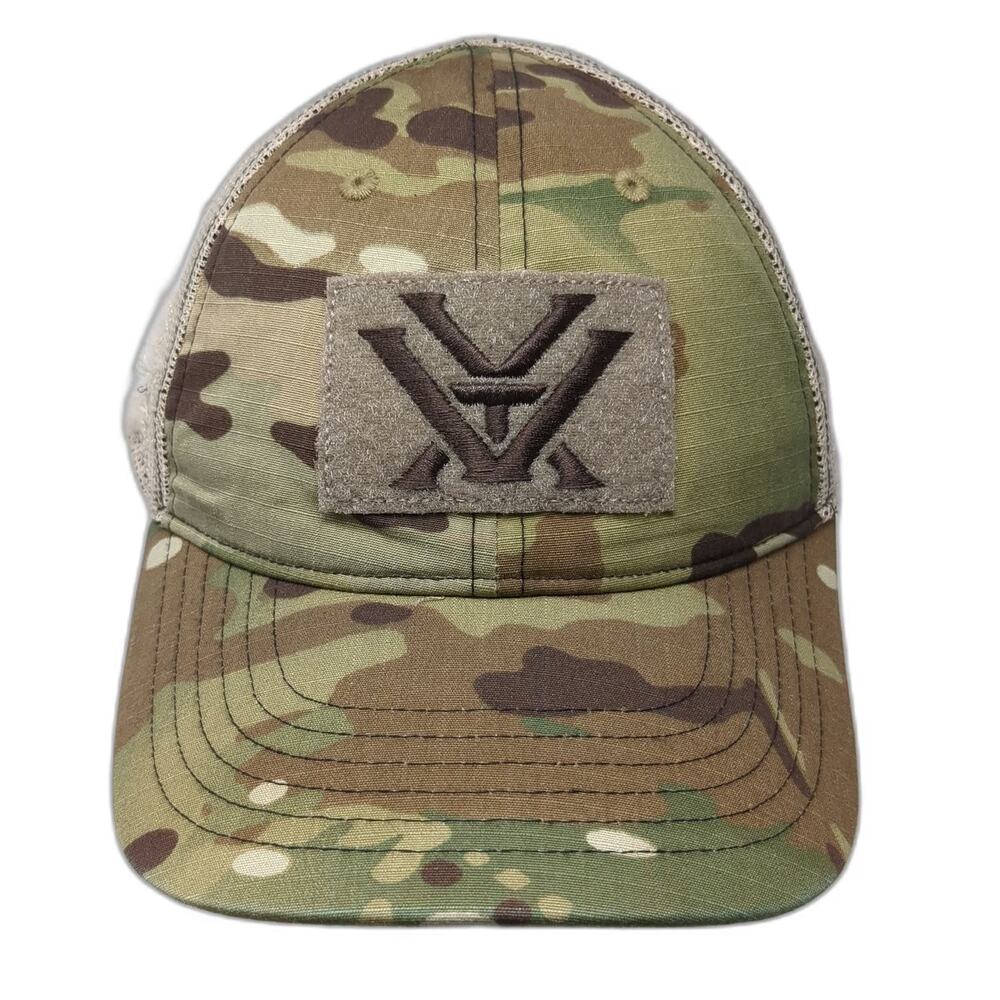 Vortex Baseball Cap Green Camo One Size Mesh Back Strapback Logo Patch Hat